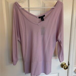White House Black Market Lilac V-Neck Top